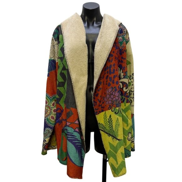 Johnny Was Sweaters - Johnny Was Hooded Cardigan With Multicolor Floral Print Size XL